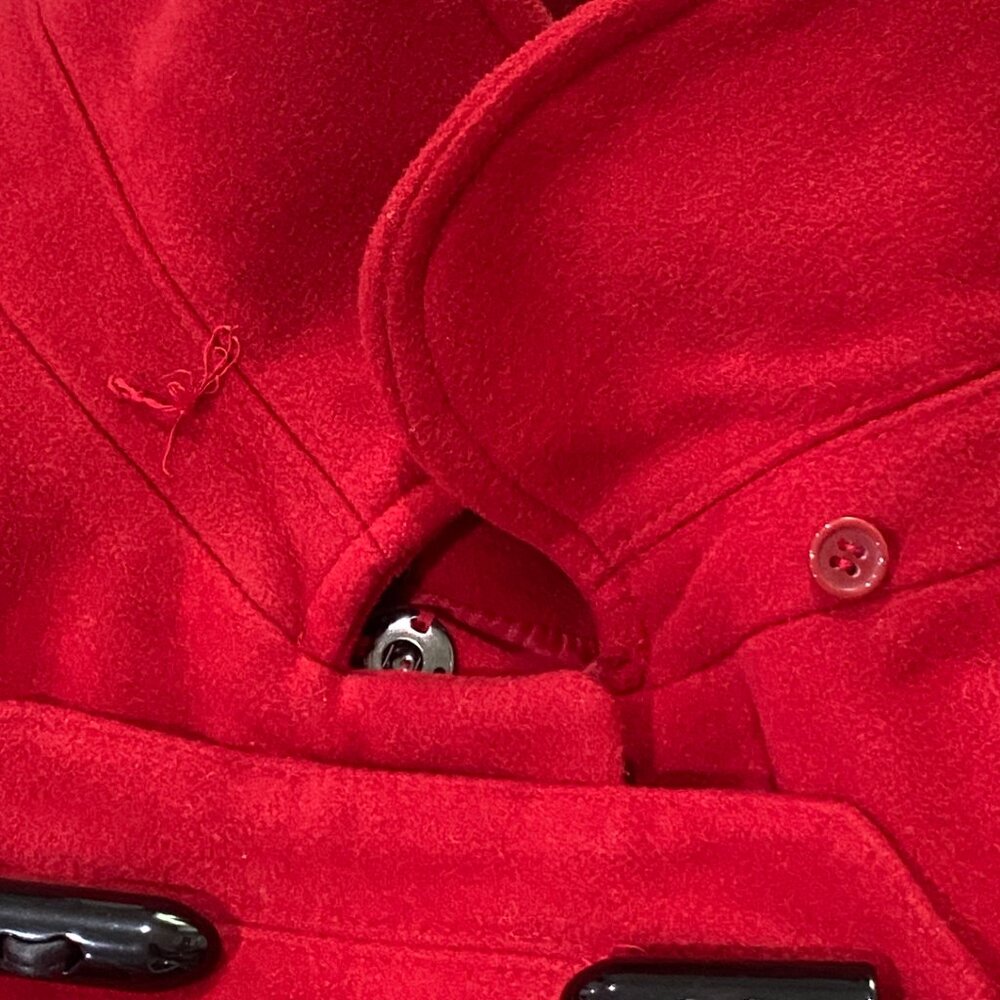 Style & Co Red Wool Blend Toggle Coat Faux Fur Hood XL - Picture 10 of 16